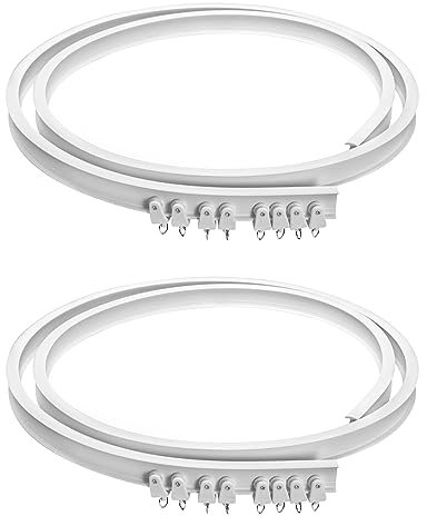 QWORK® - 2 pezzi binario tenda 2 m, in plastica PVC flessibile di fissaggio, binario a soffitto, binario di tendaggio, accessori per guide scorrevoli