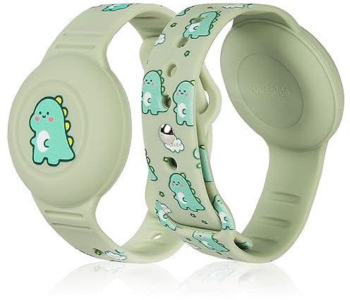 AXFEE Watchband Compatible with Apple Airtag, Silicone Bracelet Protective Case for AirTag, Anti-Lost Adjustable Wristband for AirTags, Durable Anti-Scratch Protective Cover for Kids(2PCS)