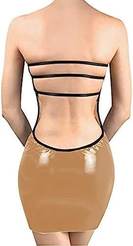 17 Colors Breathable Backless Dress Lady Sexy Strapless Mini Dress,Rose Gold,Medium