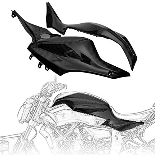 WARFEL Motorrad Dekoration Echte Kohlefaser MT 07 Motorrad Seitenfaser Gastank Seitenverkleidung Verkleidung für Y&amaha MT07 MT-07 2015 2016 2017