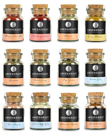 Ankerkraut Gewürz Set mit 12 Gewürzen: Best of Ankerkraut 4, leckere Zutaten für vielfältigen Geschmack in der Küche und am Grill, Fleisch und Gemüse im Handumdrehen zubereiten…