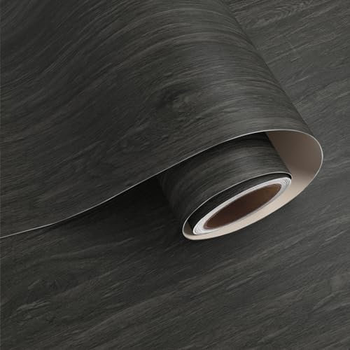 VaryPaper Papier Peint Effet Bois Gris Brun 40cmx200cm Rouleau Adhesif Decoratif Papier Adhesif pour Meuble Bois Épaissir Sticker Meuble Adhésif Vintage Vinyle Adhesif Bois Armoire Rangement Porte