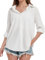 Kefiyis Chemisiers et chemises à manches longues pour femme - Chemise élégante à revers - Chemise décontractée - Coupe ample - Boutons solides, blanc, XL