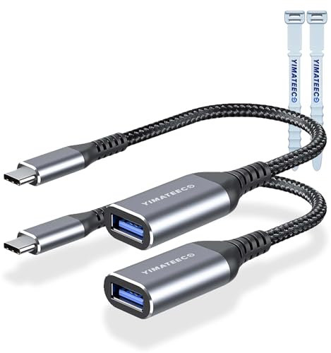 USB C auf USB Adapter, 2Stü USB C Stecker auf USB 3.0 Buchse Adapter Kabel OTG Ladekabel für iPhone 15, 15 ProMax, Samsung Galaxy S24/S23/S22/S21 (USB-C auf USB 3.0 Adapter, 2 Stück, Grau)