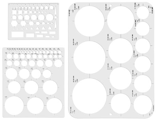 3stk Kreisvorlagen zum Zeichnen, 3 Größen Transparent Kreisschablonen zum Zeichnen Flexibel Rundes Lineal Kunststoff Kreismarkierung Messwerkzeug für Büro Schule Gebäudeschalung