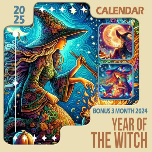 Year of The Witch Calendar 2025: 15-Month Covering Oct 2024 to December 2025, Bonus 3 Months 2024 ,with Holidays, Large Note Sections, Great Gift For Organizing & Planning