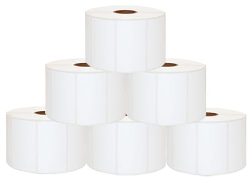 Molabel Thermoetiketten – 57 x 32 mm – Kompatibel mit Zebra GC420d, GK420d, GX420d, GX420t – 6 Rollen, je 1500 Etiketten pro Rolle