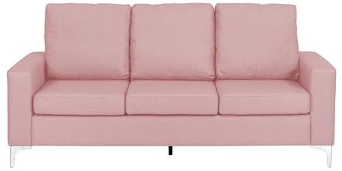 Totò Piccinni Divano CUBE in Tessuto imbottito con braccioli e piedini in metallo (Rosa, 3 Posti)