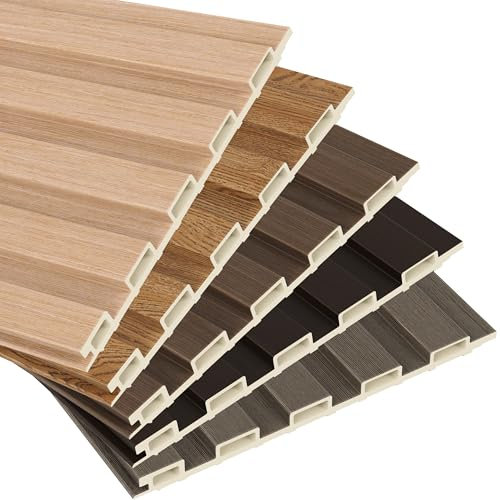 POHARE 3D WPC Slat Wood Wall Paneling for Interior and Ceiling Decoration - 5 - Color Sample Pack, 7.87×6.30 inch