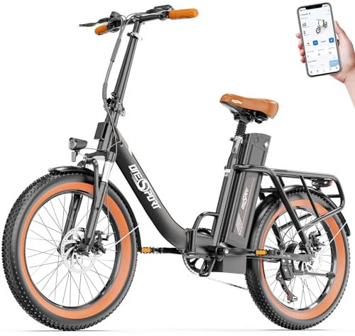 Onesport OT16-2 Klapprad E-Bike, E Bike 20 Zoll mit 250W Motor und 48V 17Ah Abnehmbaren Akku, Geschwindigkeit 25km/H, LCD-Display und Bluetooth Connect, Fahrrad Elektro Für Stadtpendler