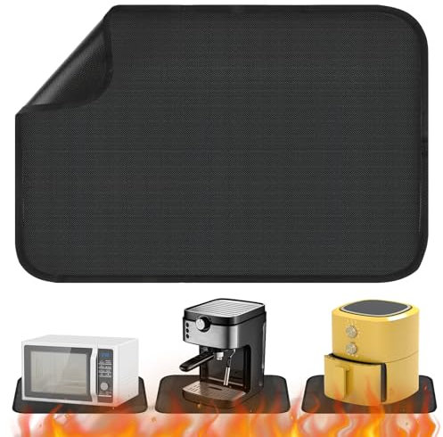 Hitzebeständige Unterlage 60 × 40 cm Glasfasersilikon Hitzeschutzmatte für Luftfritteuse, Feuerfeste Unterlage Rutschfest & Wasserdicht für Tischplatte Mikrowelle kaffeemaschine