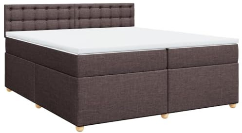 vidaXL Boxspringbett, Polsterbett Bett mit Matratze Matratzenauflage, Bettgestell mit Kopfteil Lattenrost, Doppelbett für Schlafzimmer, Dunkelbraun 200x200cm Stoff