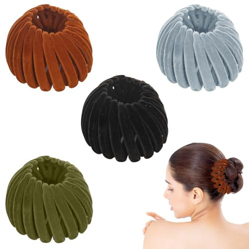elthmpr Vogelnest Haarspange - 4 Stück Vintage Haarklammern Haarspangen für Damen Pferdeschwanz Halter Haarschnitt Vogelnest Haarknoten Clip für Alltag, Geburtstag, Party