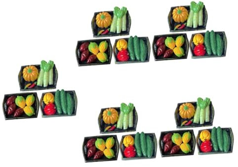 Toyvian 15pcs Mini Vegetable Basket Mixed Style Figurines for Dollhouse Decor Realistic Miniature Vegetables for Mini House Decoration and Projects