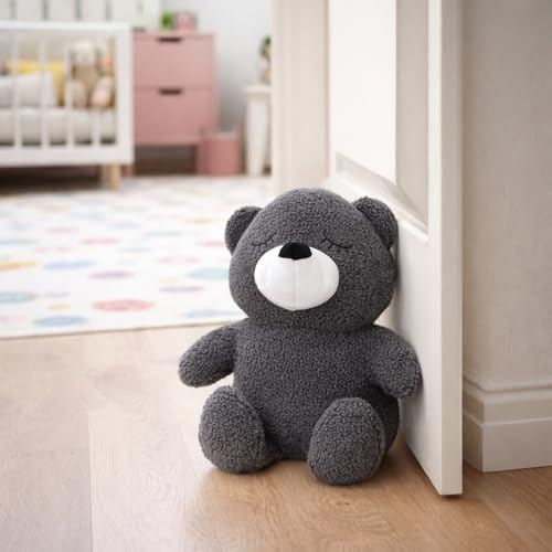 Mojawo XL Türstopper, Türbremse, Türhalter, Zuschlagbremse, Türsack Plüschdeko Stopper Teddy Anthrazit H25cm