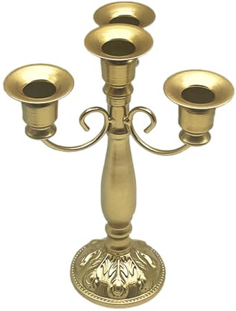 JUNNASALIKER Baroques Iron Candlestick Centerpieces 4 Arms Candelabra Holder Vintage Metal Stand Dinner Table Decors