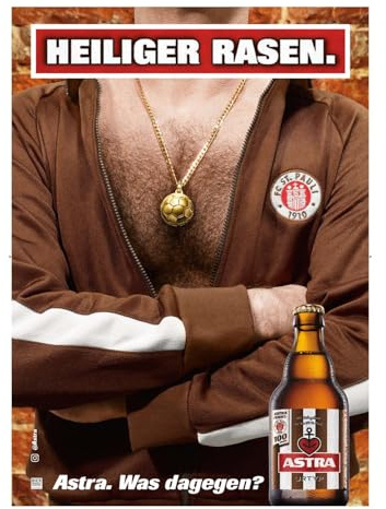 ASTRA Bier Werbung/Reklame Plakat DIN A1 59,4 x 84,1cm Heiliger Rasen, kultiges Poster aus St. Pauli