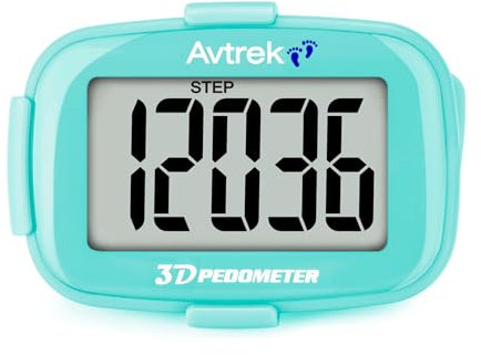 Avtrek Pedometro con contapassi, con funzione di conteggio dei passi, display retroilluminato e visualizzazione dell'ora (verde)