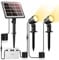 MEIKEE Solar Strahler 2 Stück 2700K Warmweiß Gartenbeleuchtung Solar mit Erdspieß IP66 Wasserdicht 3 Helligkeit 2 Modi 3000MAH Gartenleuchten für Außen Garten Rasen Terrasse Baum