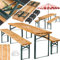 TecTake® Ensemble de Table extérieure et Banc en Bois de Brasserie 3 pcs. Salon de Jardin Pliable & Peu encombrant, avec Support Parasol, Mobilier Solide pour Pique Nique Réceptions Barbecue Mariage