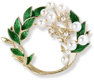 BORFUE Lily Of The Valley Brooch Gifts Lily Brooches for Women with Faux Pearl Brooches for Women Uk for Christmas, Valentine's Day, Birthday, Mother's Day