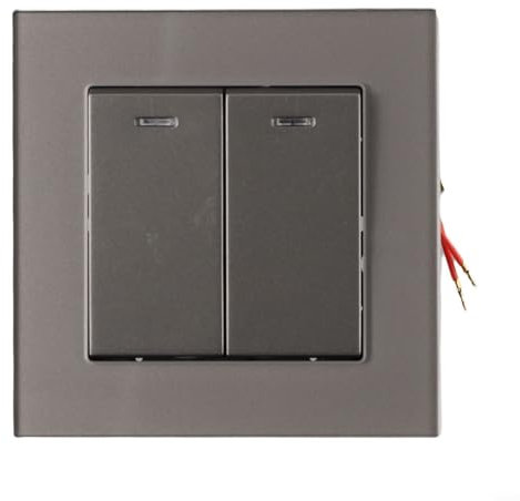 Interruptor Empotrable De Pared De Cristal Templado - Interruptor Doble,Fácil De Limpiar Con Indicador Fluorescente (gris)