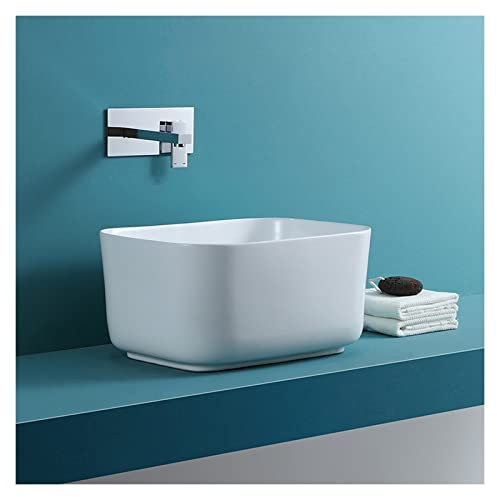 Lavabo Baño Fregadero de baño blanco, diseño de lavabo profundo, lavabo de cerámica, lavabo artístico sobre encimera, lavabo de baño for lavabo, mueble de tocador Lavabo Sobre Encimera(Pequeño)