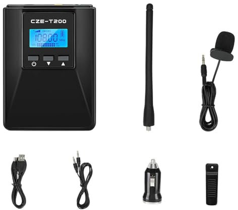 Booso 0.2W 200mW Transmisor Portátil de Radio FM Profesional 76-108MHz Transmisor Ajustable