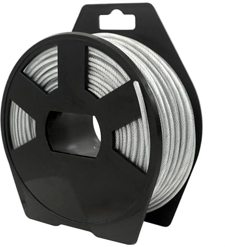 Zeqeey Filo di Ricambio per Decespugliatore Cavo da Taglio Rotondo Rinforzato con Anima in Acciaio e Rivestimento in Nylon, 3,0 mm x 27 m (0,12 Pollici)