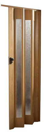 Porta a Soffietto Noce Venato 85x215 cm con Inserti in PS – Chiusura a Chiave, in PVC Resistente per Interni – Design Elegante e Salvaspazio