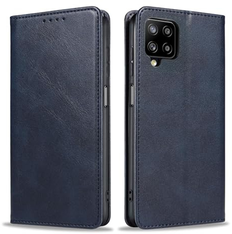 LBH Handyhülle Smartphone-Hülle für Samsung Galaxy A12 Klapphülle Magnetverschluss Kartenfächer Geldfach Standfunktion Case Etui Rundumschutz Schutzhülle Blau