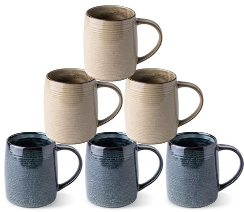 GBHOME Large Coffee Mugs Set of 6, 18oz (500ml) Handmade Ceramic Mugs with Gradient Colours – Ideal for Lattes, Tea, Beer & Hot Chocolate | Dishwasher & Microwave Safe