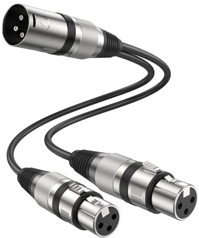 MOSWAG XLR Y Splitter Femmina a 2 Maschio, (0.25M / 0.82Piedi) 3 Pin Femmina a Doppio Maschio Cavo Splitter Bilanciato con PVC per Mixer/Amplificatore/Patch Bays