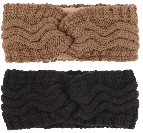 DRESHOW Stirnband Damen Winter Stirnbänder Strick, Haarband Ohrenwärmer, Dickes Fleecefutter Haarbänder Verdicken Headwrap Kopfband für Damen