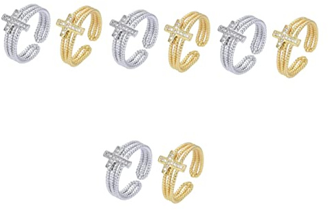 VERDANVERSE Verstellbare Zirkonia Kreuzringe Für Damen Funkelnde Offene Finger Ringe Silber Und Gold Langlebig Und Hautfreundlich Für