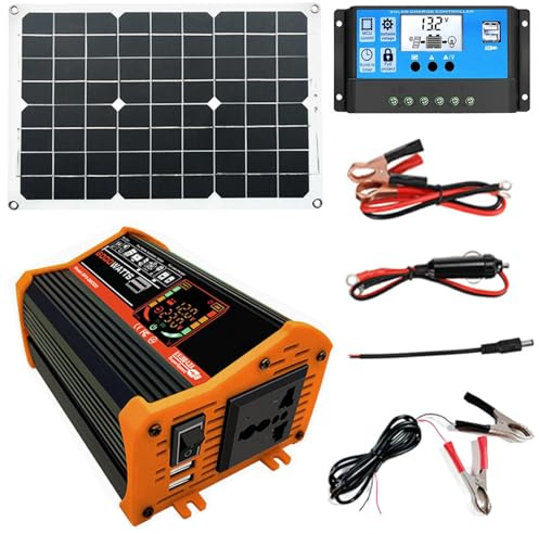 Kit de démarrage pour panneaux solaires 6Système dénergie solaire avec adaptateur de voiture USB onduleur de voiture,Adaptateur de voiture double USB solaire solaire pack de batterie au lithium