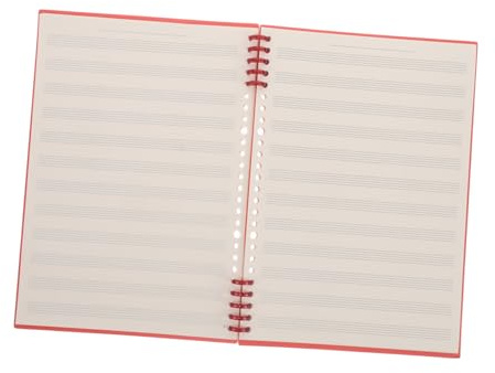 ARTSEWPLY Notenheft mit Schmalen Notenlinien Vintage Rot Abnehmbares Ringbuch für Musikkompositionsbuch für Anfänger Musiknotation Manuskriptpapier Praktisches Übungsheft