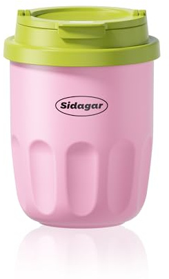 Sidagar Thermobecher Kaffeebecher to Go 310 ml Edelstahl Kaffee-to-go Becher Thermo mit Deckel, Auslaufsicherer Isolierbecher Travel Mug, BPA-freie Trinkflasche 24h Kalt Für Iced Coffee (Rosa)