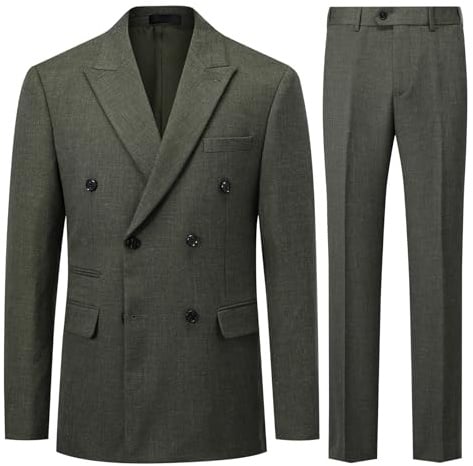 YFFUSHI Mens 2 Piece Double Breasted Peak Lapel Regular Fit Smart Suit | Breathable soft fabric, Peak lapel double-breasted, Spring autumn wear, casual daily, wedding & banquet occasions