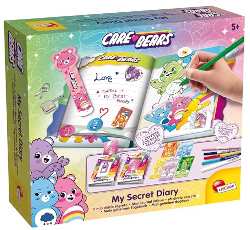 Lisciani - Care Bears - Geheimtagebuch für Kinder ab 5 Jahren - Tagebuch mit Schloss und Schlüssel - Austauschbare Cover - Duftstifte und Farbwechselstifte - Kreative Aktivität Care Bears