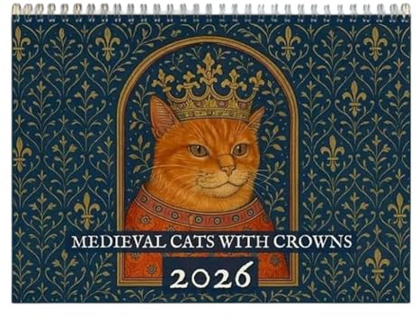2026 Mittelalterlicher Wandkalender, 12 Monate von Januar bis Dezember, Twin Coil Bindung, Akademiker für Planungskunst