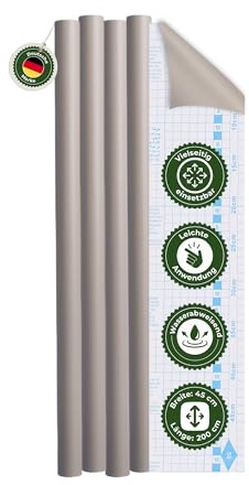 Veluxis Möbelfolie 4er-Set selbstklebend Taupe – 45 × 200 cm | zuschneidbar, rückstandsfrei entfernbar