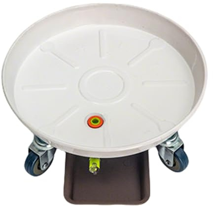 Soucoupes Métalliques pour Pots de Fleurs D'Intérieur, Coupelle Pot de Fleur avec roulettes Verrouillables et Trou de Drainage(White,51cm/20in)