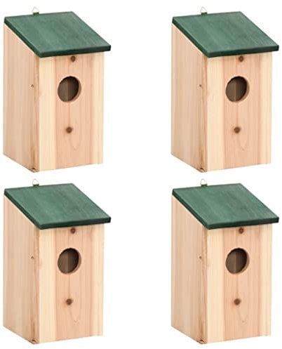 vidaXL 4 x Kiefernholz, Nistkasten, Vogelhaus, Garten, Hof, Außenbereich