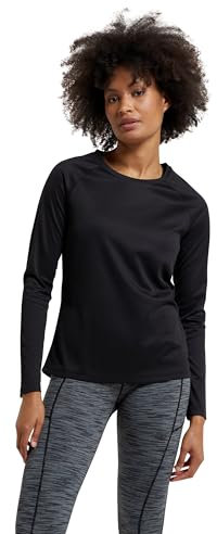 Mountain Warehouse Endurance Womens Top - Lightweight Ladies Top, Long Sleeve Tee, Quick Drying Tshirt, UV Protection Tee Shirt - for Spring Summer Travel Black Women's Size 16