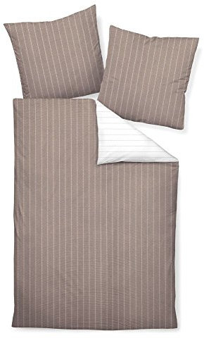 Janine Mako Soft Seersucker Bettwäsche 3 teilig Bettbezug 240 x 220 cm Kopfkissenbezug 80 x 80 cm Tango 20020-07 Taupe