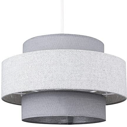 MiniSun | Modern Ceiling Light Shade in a Grey Herringbone Finish | Pendant Lights, Home Décor & Improvement Essential
