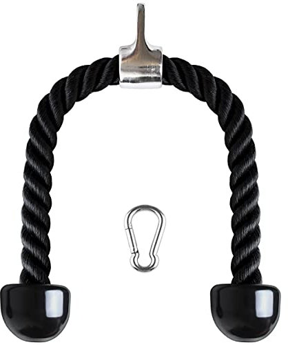 CampTeck U6935 - Nylon Trizepsseil gedrehtes Seil trizepstau zum herunterziehen mit rutschfesten Griffen - Bizeps, Trizeps, Fitnessstudio oder zu Hause - Schwarz