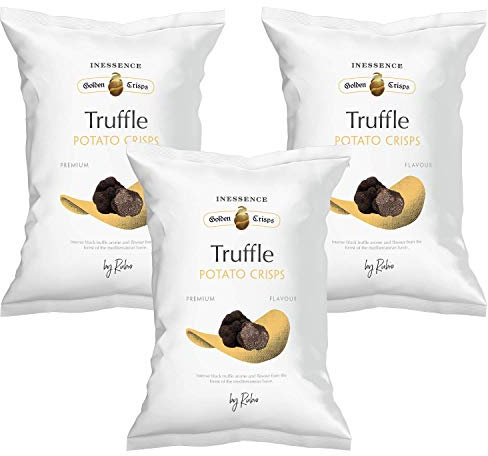 3x Rubio Chips, Trüffel Chips, Glutenfrei, Vegan, Großpackung, Spanische Kartoffelchips Tüten, Chipstüten, Snack, 125 g