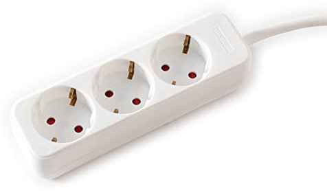 VALUE Regleta de 3 vías sin Interruptor, Blanco, 1,5 m